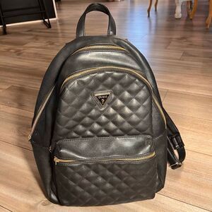 ‎Guess Faux Leather Black Quilted Backpack